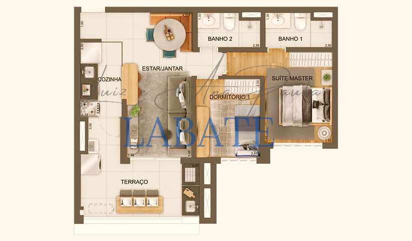  - Apartamento 69m² com sacada e 1 suíte no Mooca Città Firenze